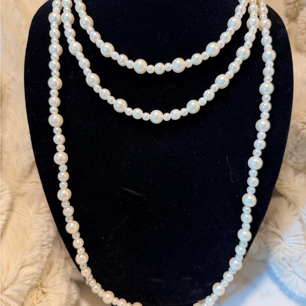 Opera Length White Pearl Necklace